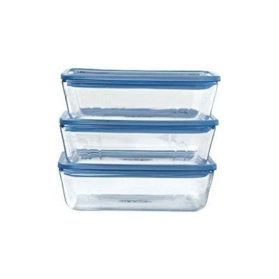 Lot de 3 Boîtes de conservation avec couvercle PYREX Zero Plastic Verre Rectangulaire 08 - vue 2