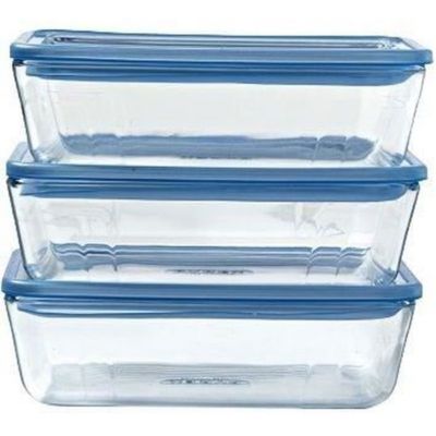 Lot de 3 Boîtes de conservation avec couvercle PYREX Zero Plastic Verre Rectangulaire 15 - vue 2