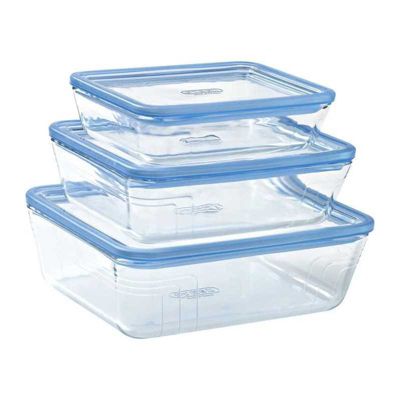 Lot de 3 Boîtes de conservation avec couvercle PYREX Zero Plastic Verre Rectangulaire 0.81526 - vue 2