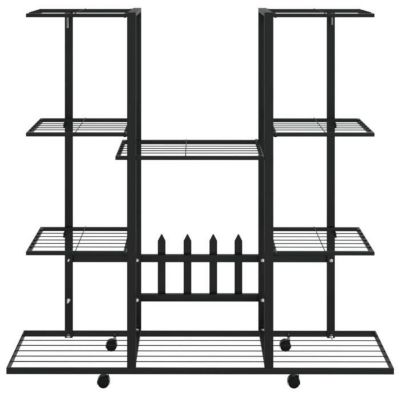 343121 vidaXL Jardinière avec roues 94,5x24,5x91,5 cm Noir Fer