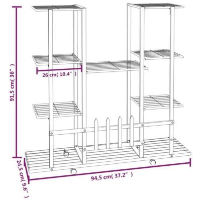 343121 vidaXL Jardinière avec roues 94,5x24,5x91,5 cm Noir Fer