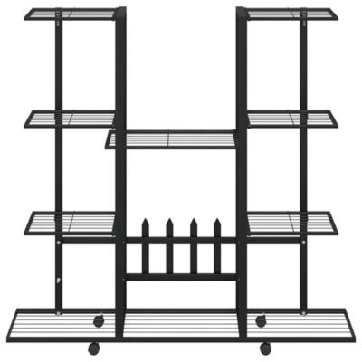 343121 vidaXL Jardinière avec roues 94,5x24,5x91,5 cm Noir Fer