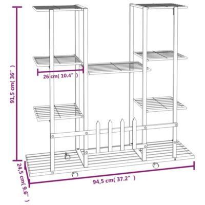 343121 vidaXL Jardinière avec roues 94,5x24,5x91,5 cm Noir Fer