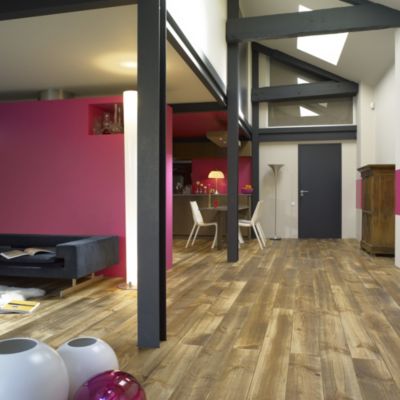 Plancher massif à clouer pin maritime coloris miel l. 17 x ép.2,1 cm