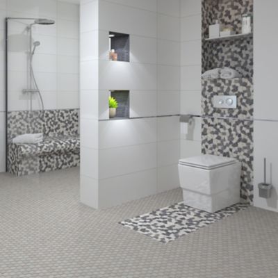 Mosaïque marbre Mosa gris L. 30 x l. 30 cm Mat Inter