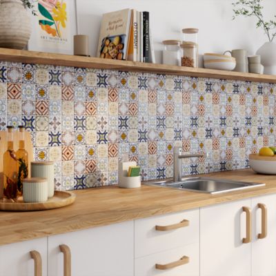 Mosaïque multi-couleur 7,2 x 7,2 cm Bada travertin pierre naturelle