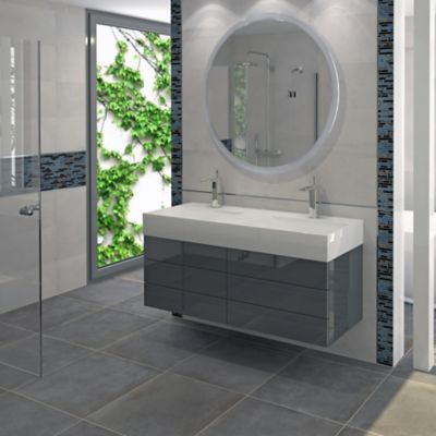 Mosaique verre Long bleu L. 30 x l. 30 cm Mat Inter