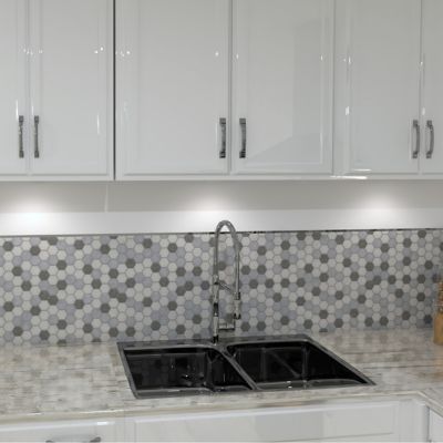 Mosaique verre recyclé Arthur gris L. 32,5 x l. 28 cm Mat Inter