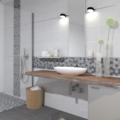 Mosaique verre recyclé Manon gris L. 32,5 x l. 28 cm Mat Inter