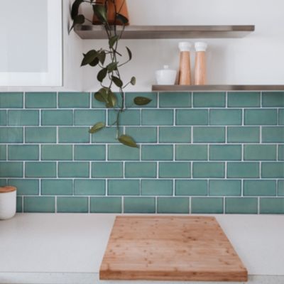 Mosaïque porcelaine Zellige vert L. 29,8 x l. 29,5 cm Mat Inter