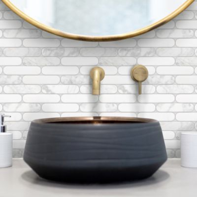 Mosaïque marbre Gellules blanc L. 30 x l. 29 cm Mat Inter