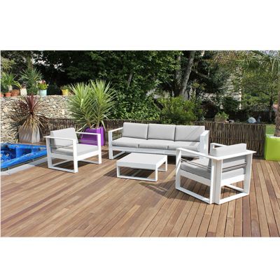 Salon de jardin Brisbane blanc  Castorama