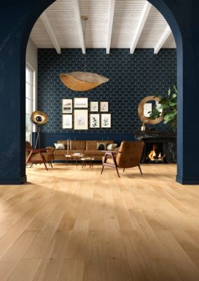 Parquet contrecollé clipsable Moka en chêne blond vernie L.119 X l.14CM ep9mm