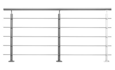 Pack garde-corps Opalu argent pose à plat 2m