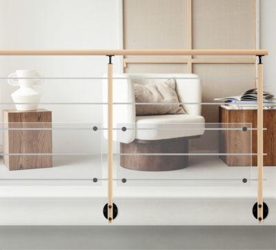 Poteau garde-corps pose latérale Hesta hêtre verni Kordo