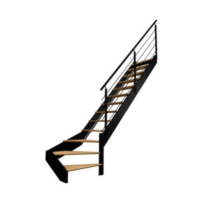 Kit escalier SPECTRA 14 tournant droit avec garde corps et 13 marches - vue 2