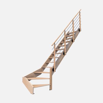 Kit escalier NOSTRA 14 tournant droit avec 13 marches et garde corps - vue 2