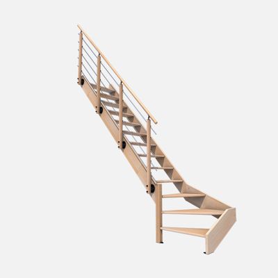 Kit escalier NOSTRA 14 tournant Gauche avec 13 marches et garde corps - vue 2