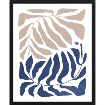 Image encadrée feuilles rose et bleu L.50 x l.40 cm