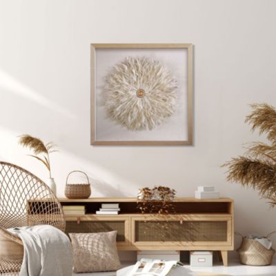 Vitrine décorative Plumes chêne blanc L.60 x l.60 cm