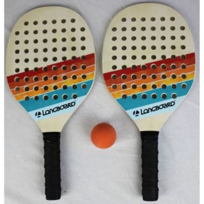 Set beach tennis SPORT AND FUN - 2 raquettes bois, 1 balle orange
