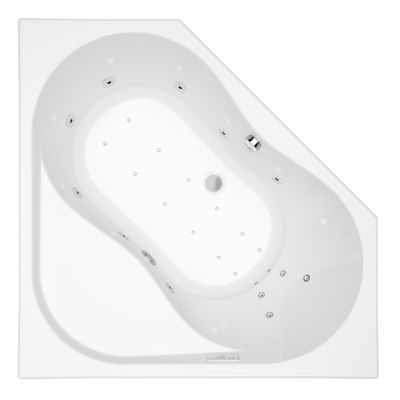 Baignoire balnéo d'angle en Toplax 145 x 145 cm, Allibert Inoa
