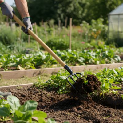 Fourche à bêcher 4 dents manche béquille