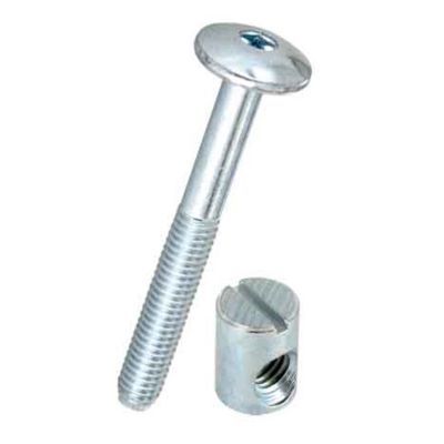 Lot de 4 vis têtes bombées + plots en acier zingué, ø 6 x L. 50 mm