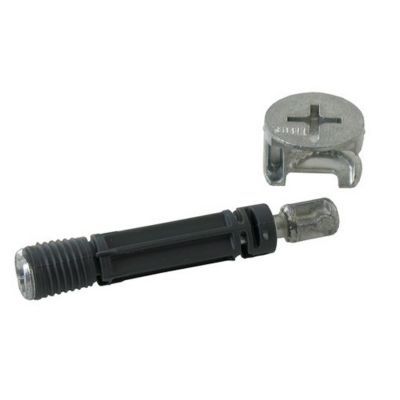 Ferrure d'assemblage + Goujon ø15 x L. 30 mm en zamack, lot de 2