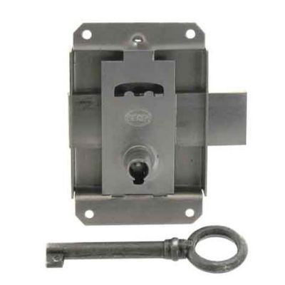 Serrure à patte axe 25 l. 45 mm x H. 50 mm x ep. 10 mm acier poli