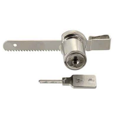 Serrure vitrine Acier/Nickelé ø20 mm x EP. 6 mm