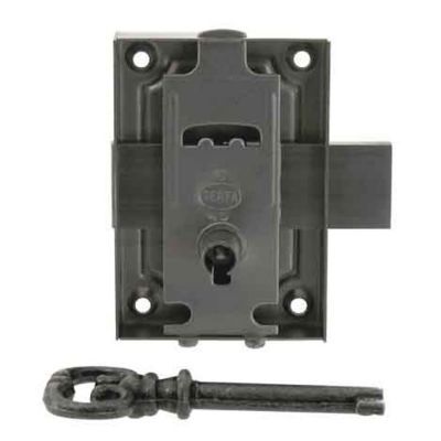 Serrure en applique axe 25 l. 50 mm x H. 70 mm x ep. 10 mm droite/gauche acier poli