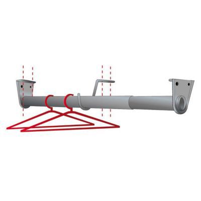Tringle de penderie télescopique aluminium chromé Ø2,5 cm de 110 à 200 cm avec support