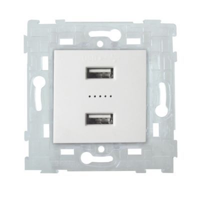 Mécanisme double prise USB Colours Kalya blanc glossy