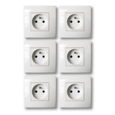 6 prises 2 pôles+terre Colours Kalya blanc glossy