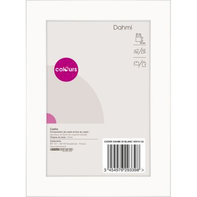 Cadre photo blanc Colours Dahmi l.10 x H.15 cm, ép.20 mm