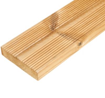 Lame de terrasse pin thermo-chauffé Iluka Klikstrom L.240 x l.11,7 x ép. 2,6 cm