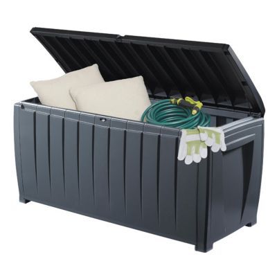 Coffre de jardin polypropylène Blooma Kentucky gris et noir 340L