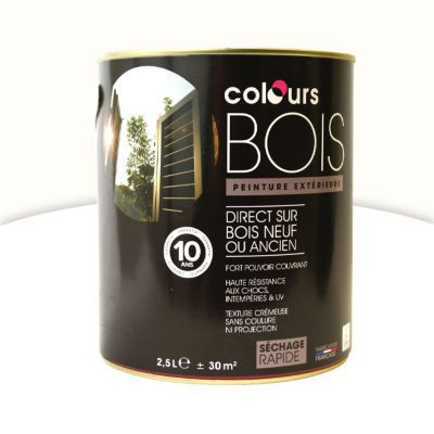 Peinture bois intérieur/extérieur Colours blanc satin 2,5L  Castorama