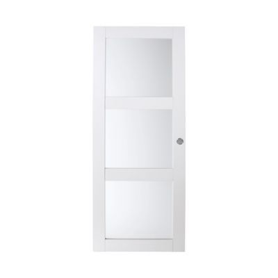 Porte Coulissante Geom Moram Laqué Blanc 3 Carreaux 73 Cm Castorama