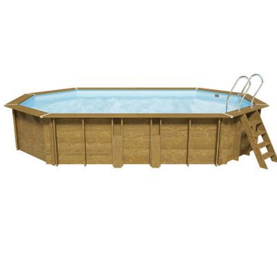 Piscine Bois Blooma Kariba 637 X 412 M Liner Bleu Castorama