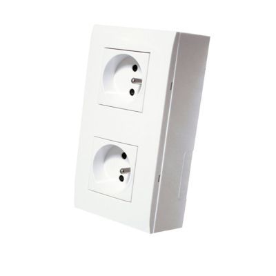 Kit 2 prises 2 pôle+terre Colours Kalya blanc