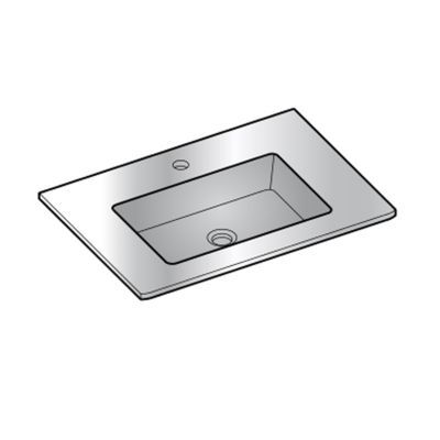 Plan vasque verre blanc COOKE & LEWIS Meltem 65 cm