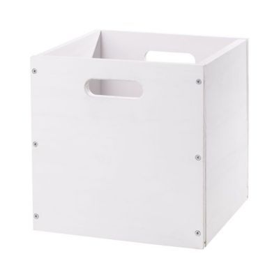 Boîte de rangement carrée en pin massif Vitoria Mixxit coloris blanc
