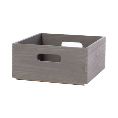 Boîte de rangement rectangulaire en pin massif Vitoria Mixxit coloris gris