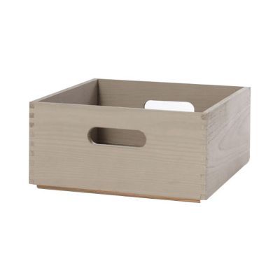 Boîte de rangement rectangulaire en pin massif Vitoria Mixxit coloris taupe