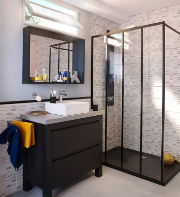 Ensemble de salle de bains Harmon 90 cm meuble sousvasque noir + plan