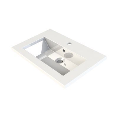 Plan vasque en résine noir faible profondeur blanc Calao 90 cm