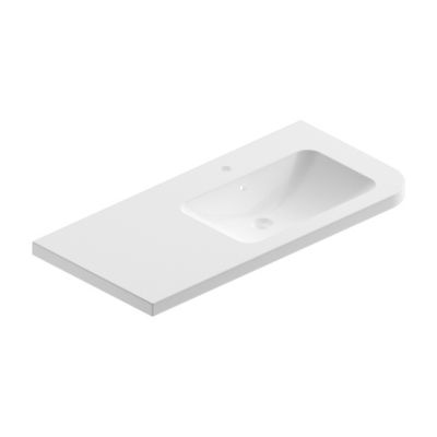 Plan vasque blanc version droite Cooke & Lewis Voluto 108 cm