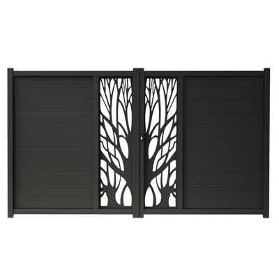 Portail aluminium Blooma Idaho noir 9017 - 300 x h.176 cm